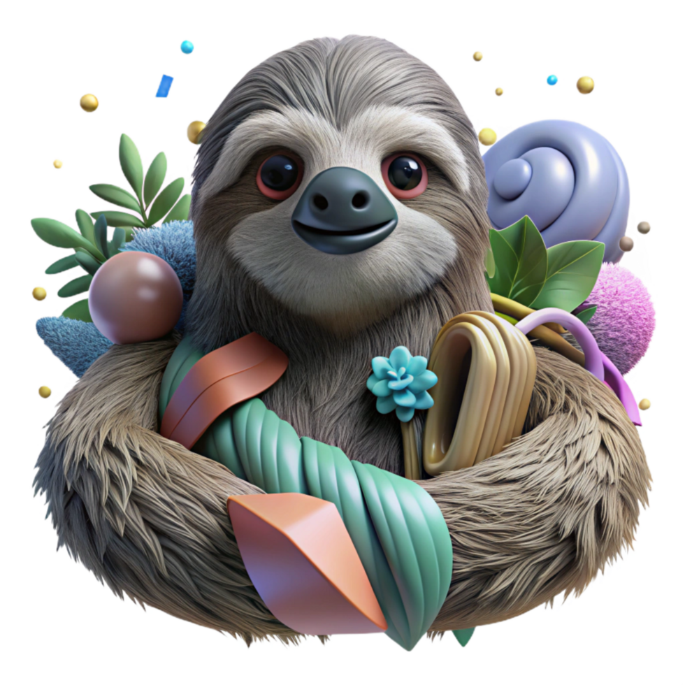 magnificent artistic Close Up Deforestation Threat to Sloth Isolated authentic png