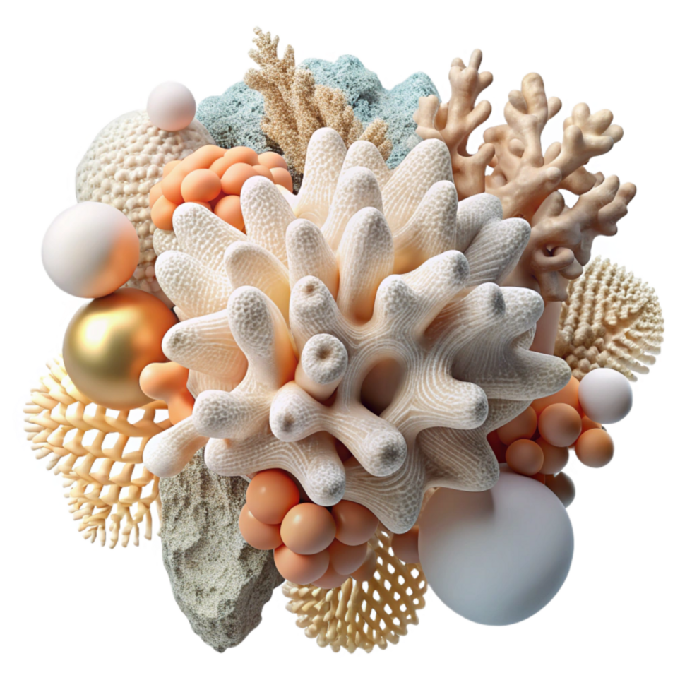 dramatic traditional Coral Bleaching Close Up Isolated White Background authentic png