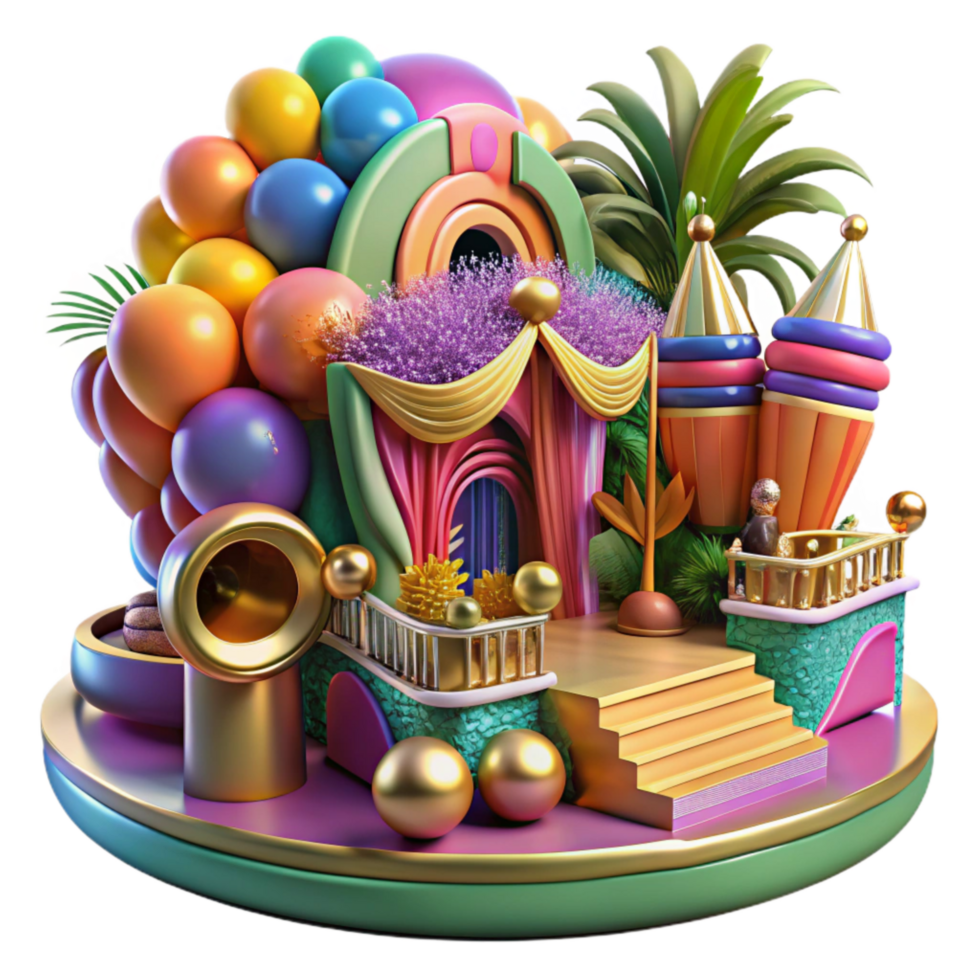 beautiful minimalist Brazilian Carnival Parade Float Isolated Colorful Design premium png