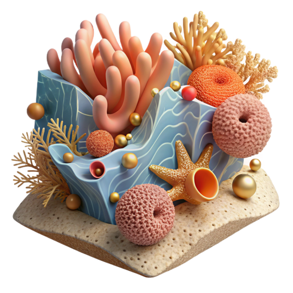 serene artistic Coral Reef Section Transparent Background Detailed Texture genuine png