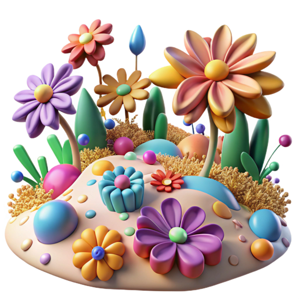 vibrant minimalist Field of Flowers Colorful Blooms Cutout genuine png
