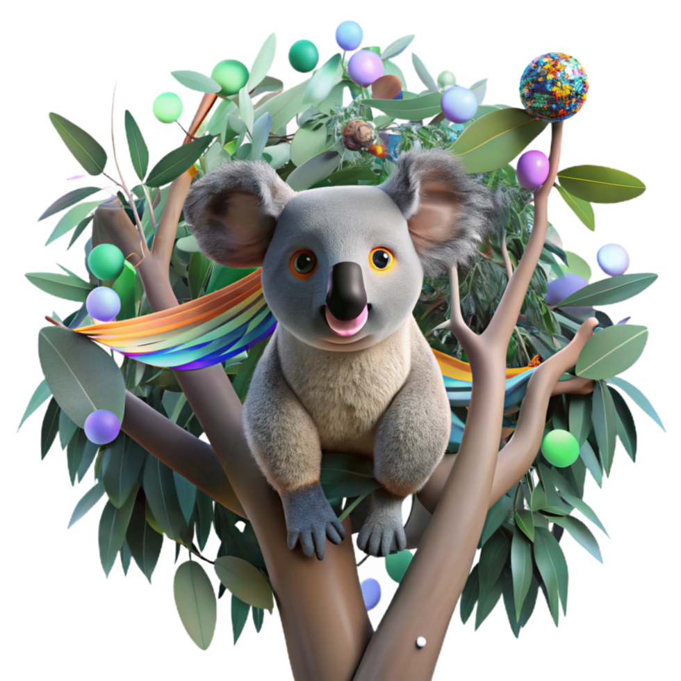 magnificent abstract Drone Monitoring Koala in Eucalyptus Tree Transparent Background original png