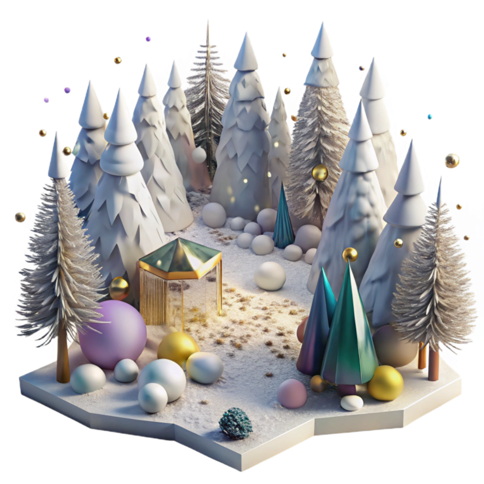 dramatic modern Forest Clearing in Snow Transparent Background genuine png