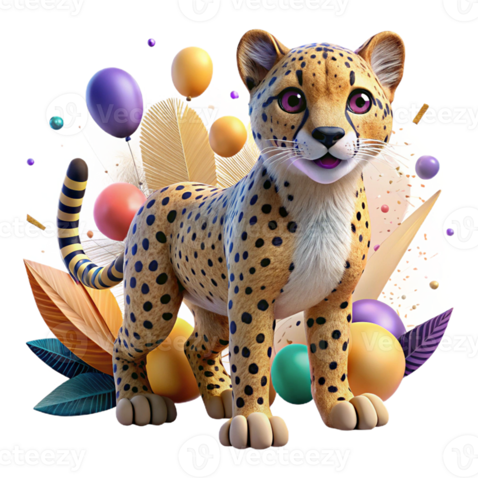 beautiful modern Ai Monitoring Cheetah Cub Isolated high resolution png