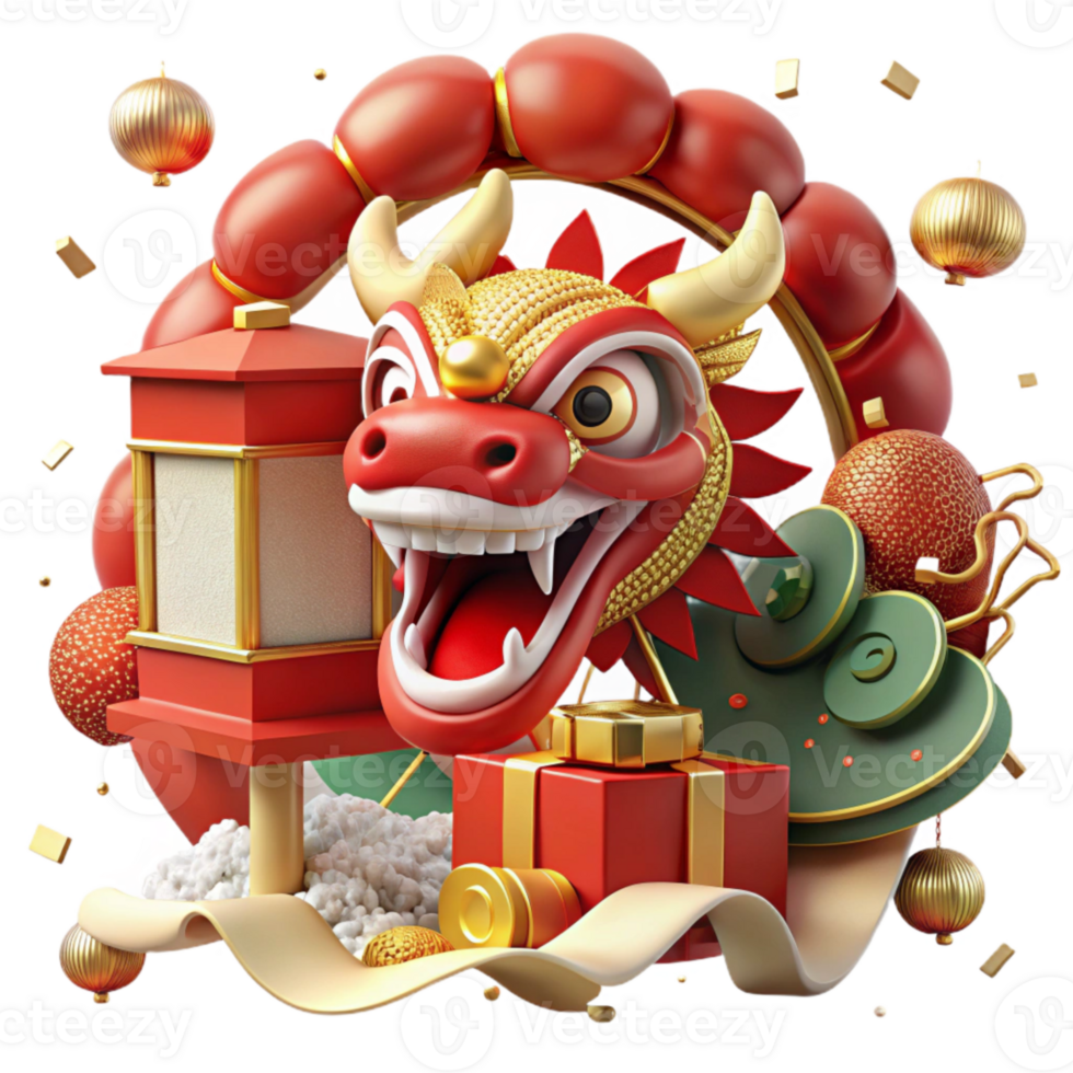 vibrant abstract Chinese New Year Dragon Costume Intricate Design premium png