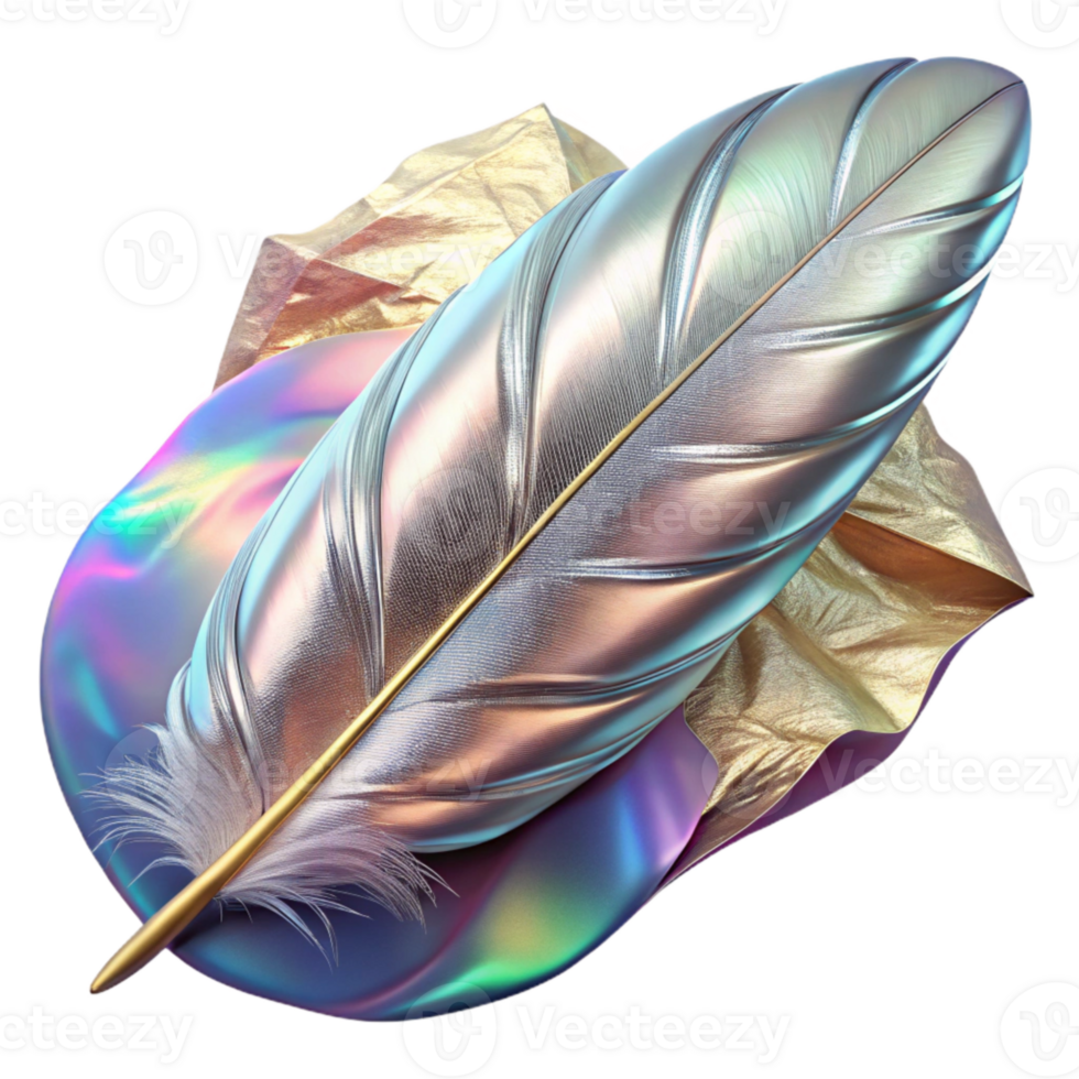 magnificent artistic Bird Feather with Foil Texture Isolated Element original png