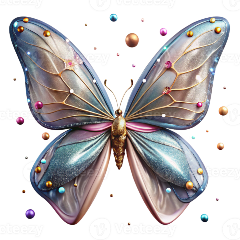 wonderful artistic Butterfly Wings Open Top View Transparent Background detailed png