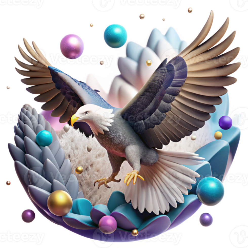 serene artistic Eagle Soaring High Sky Background Cutout detailed png