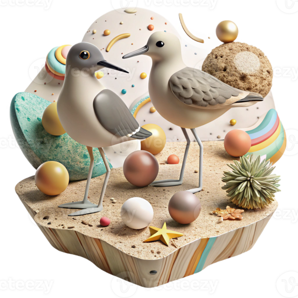 wonderful rustic Displaced Shorebirds Searching for Food Cutout Environmental Impact original png