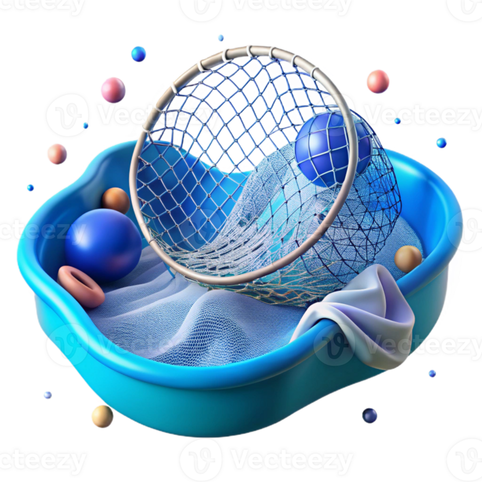 beautiful contemporary Empty Fishing Net Floating Isolated Blue Background professional png