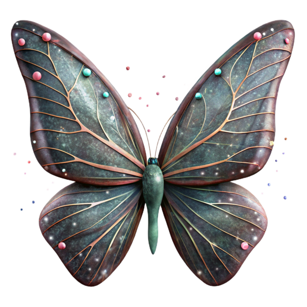 serene traditional Dried Butterfly Wings Isolated with Faded Patterns authentic png