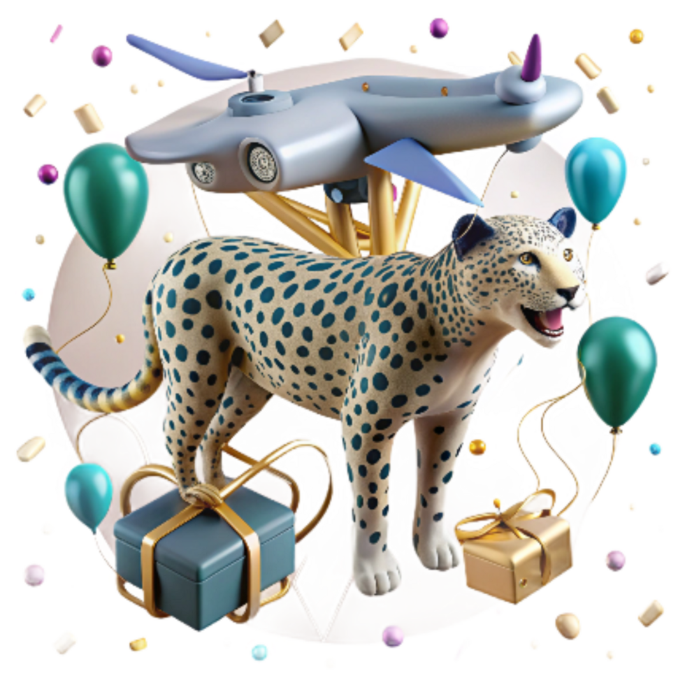 beautiful artistic Drone Observing Persian Leopard Isolated genuine png