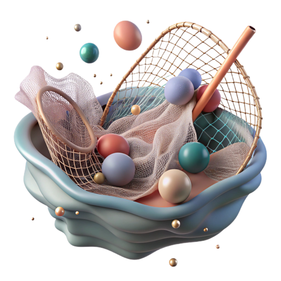 vibrant contemporary Fishing Net in Water Isolated Element Realistic Ripples original png