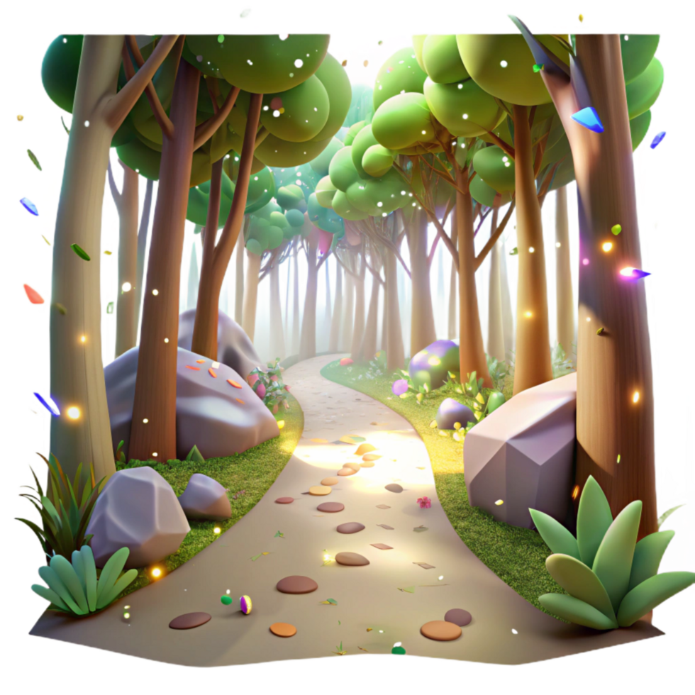 wonderful abstract Forest Path Sunlight Filtering Through Trees Isolated professional png