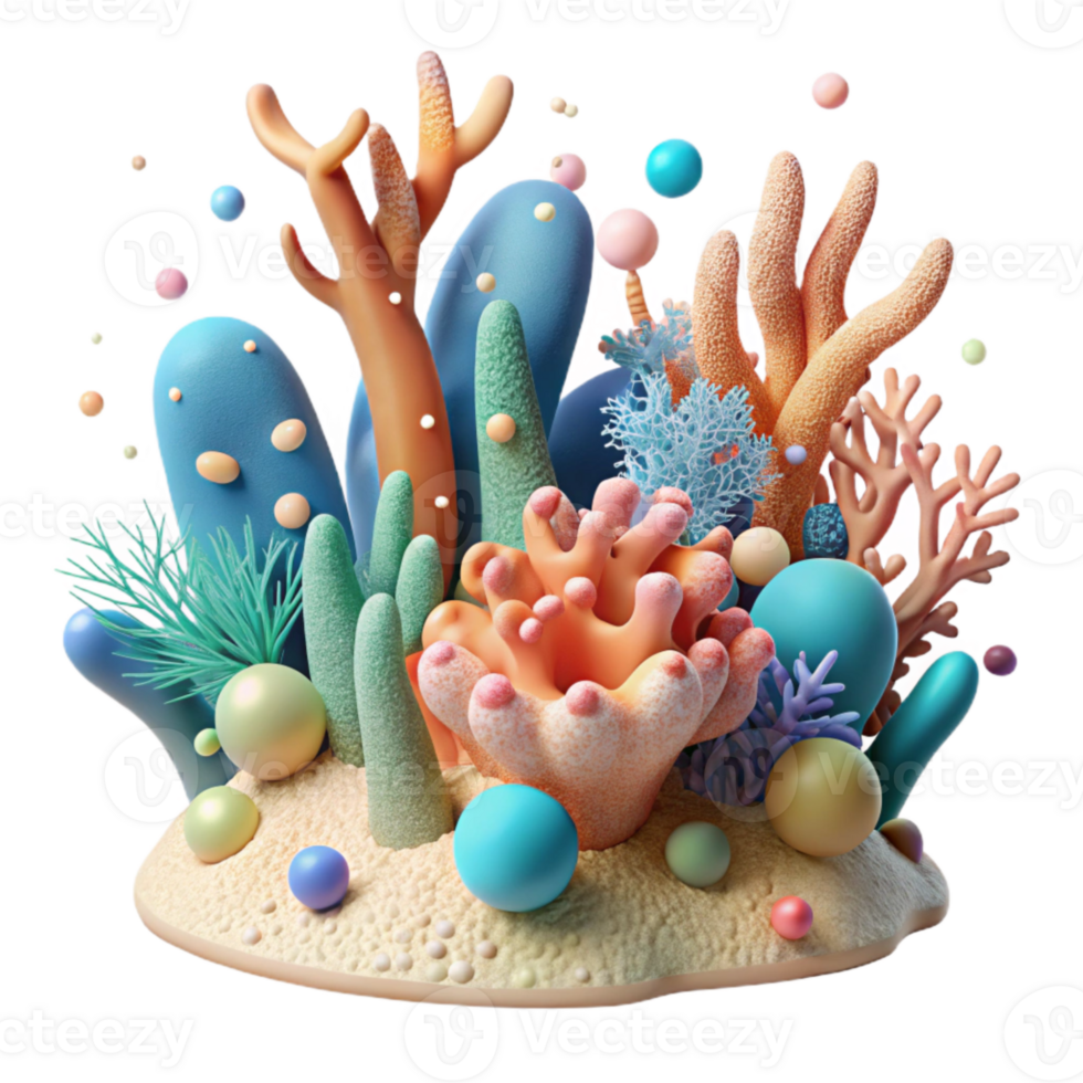 vibrant minimalist Coral Reef Degradation From Ocean Acidification Cutout high quality png