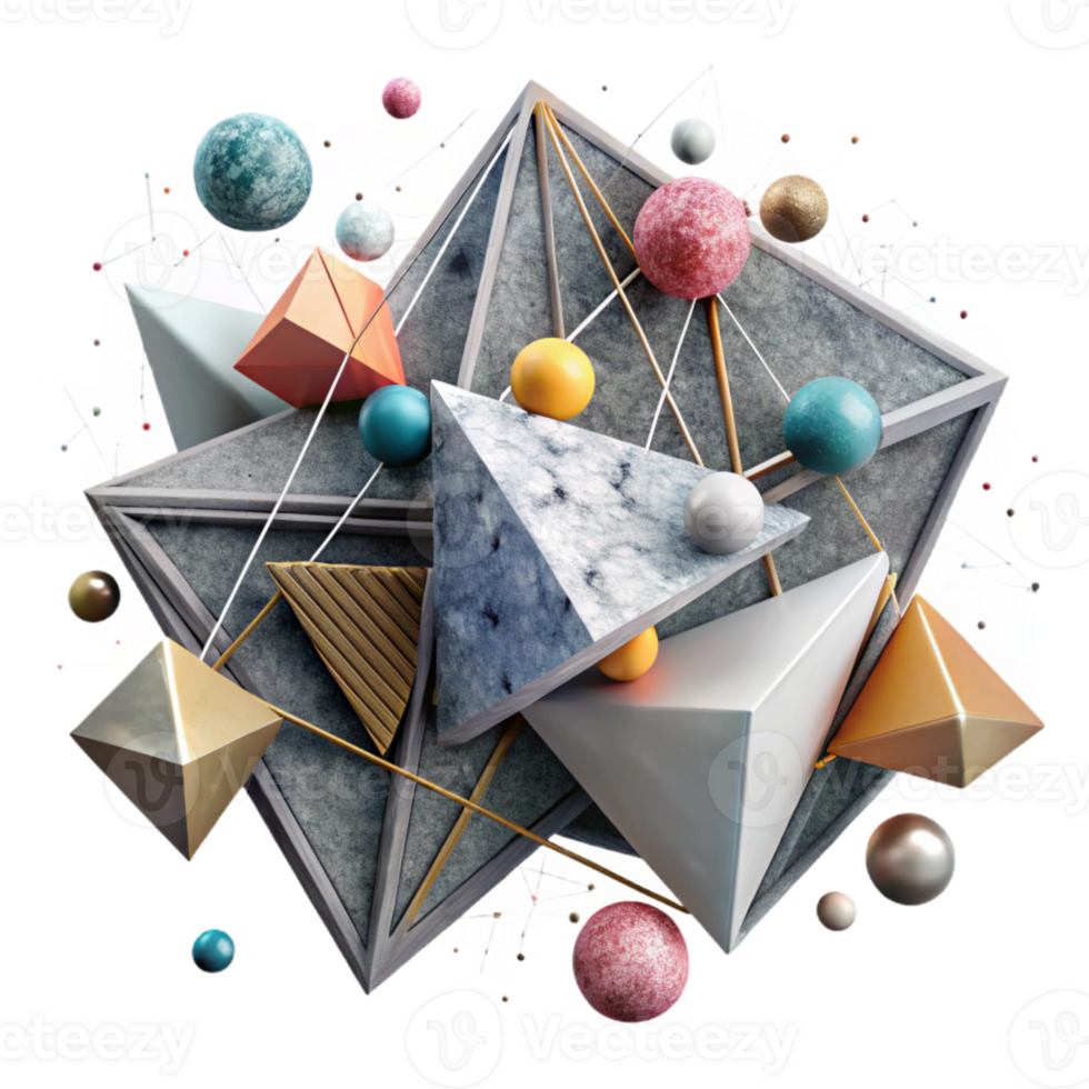 elegant contemporary Connected Triangles Network Collaboration Isolated Element premium png