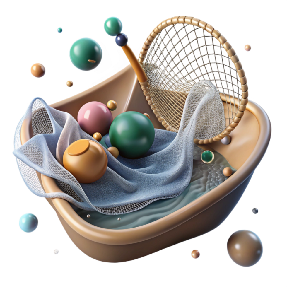 elegant traditional Fishing Net in Water Isolated Element Realistic Ripples png