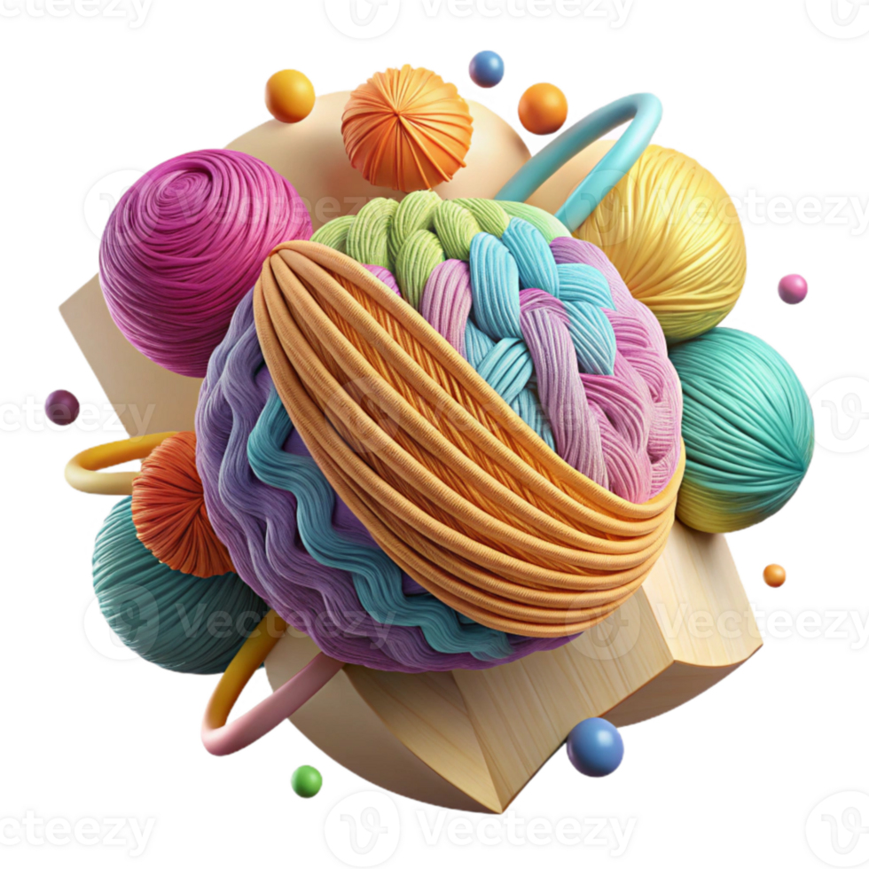 dramatic traditional Colorful Yarn Pom Pom Transparent Background original png