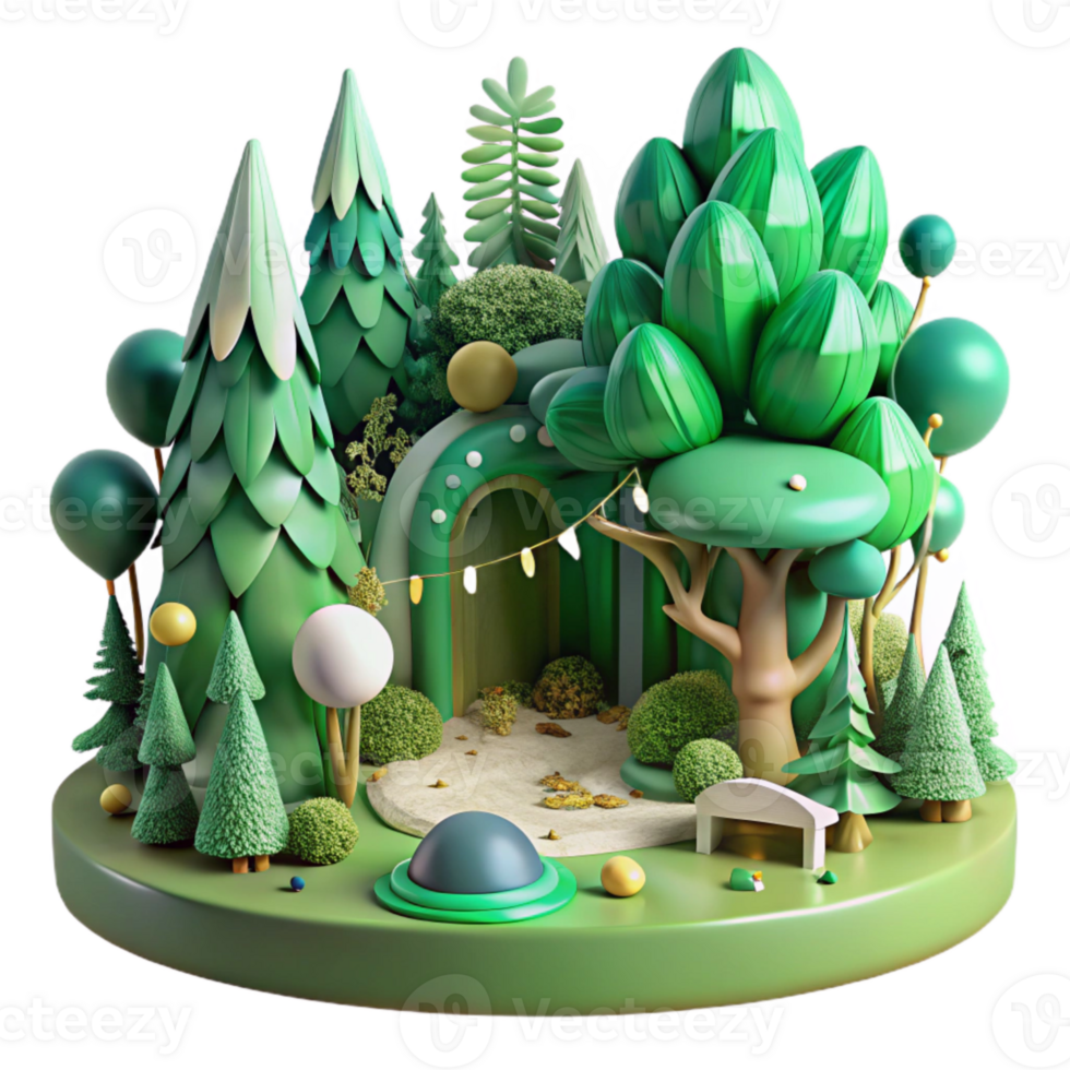 vibrant classic Forest Scene Green Lush Transparent Background high quality png