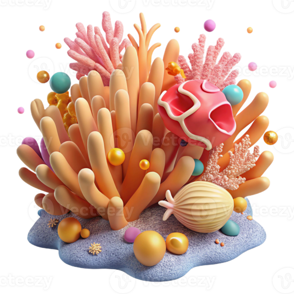 elegant abstract Coral Reef and Colorful Sponge Cutout Isolated genuine png