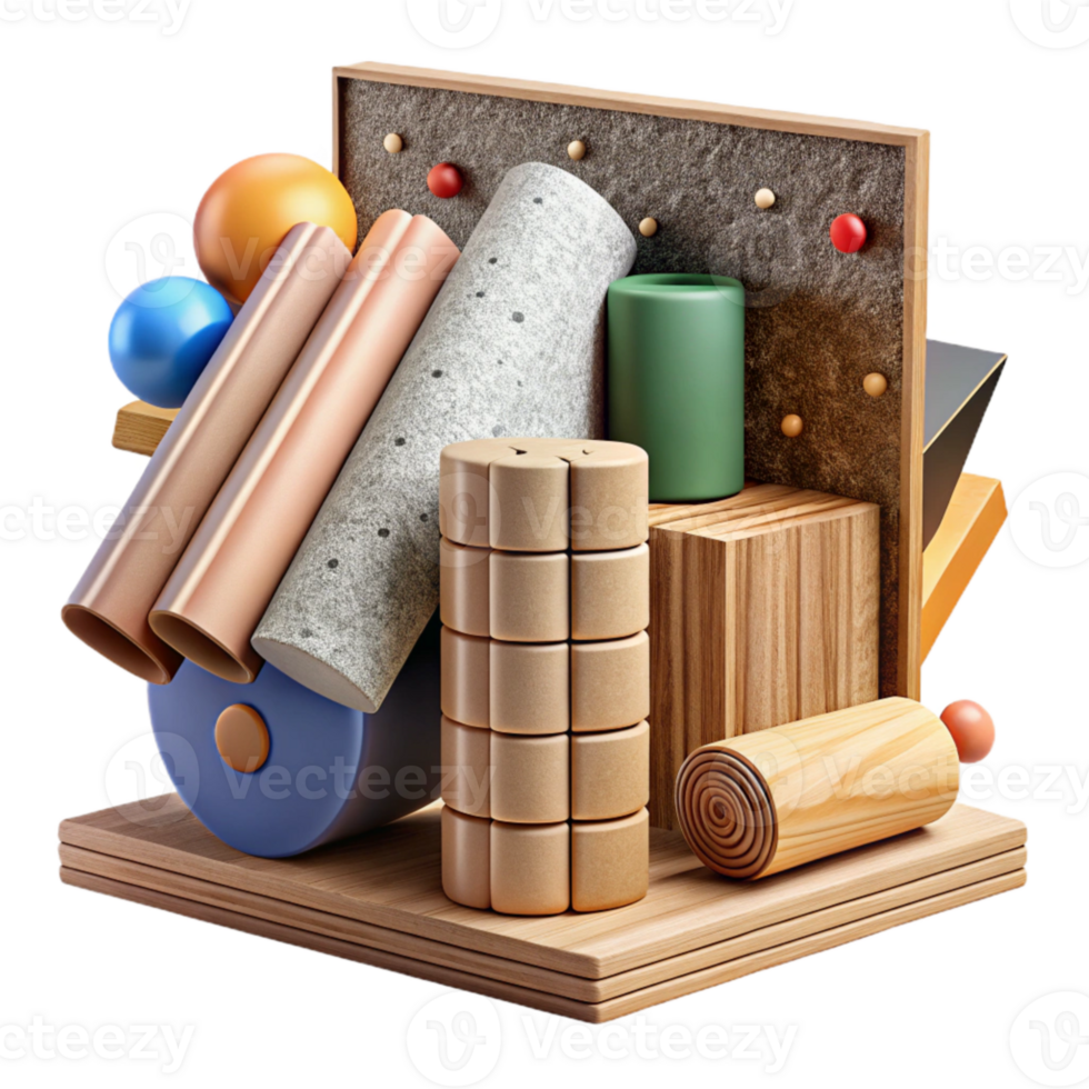 serene classic Building Material Samples Isolated with Wood Stone and Brick genuine png