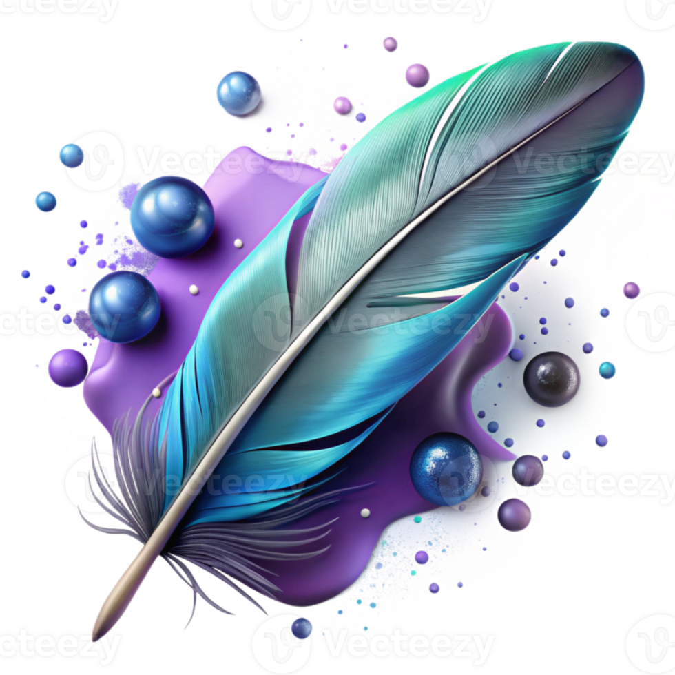 wonderful creative Bird Feather with Ink Splatter Effect Isolated Element genuine png