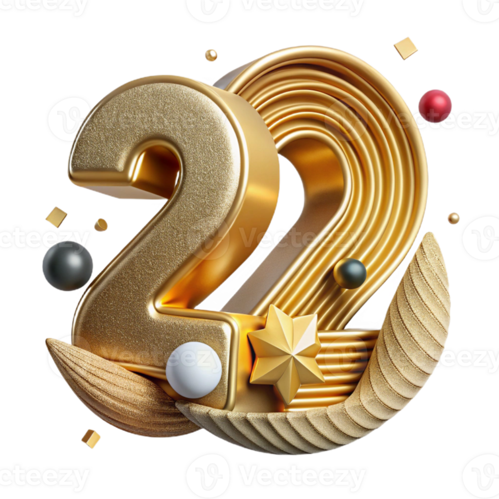 elegant rustic Art Deco Font Number 2 Cutout Gold authentic png