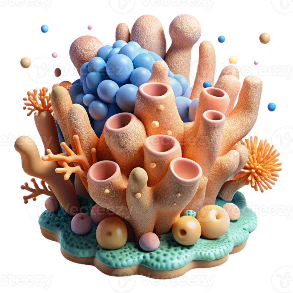 vibrant modern Coral Polyp Reef Building Organism Isolated authentic png