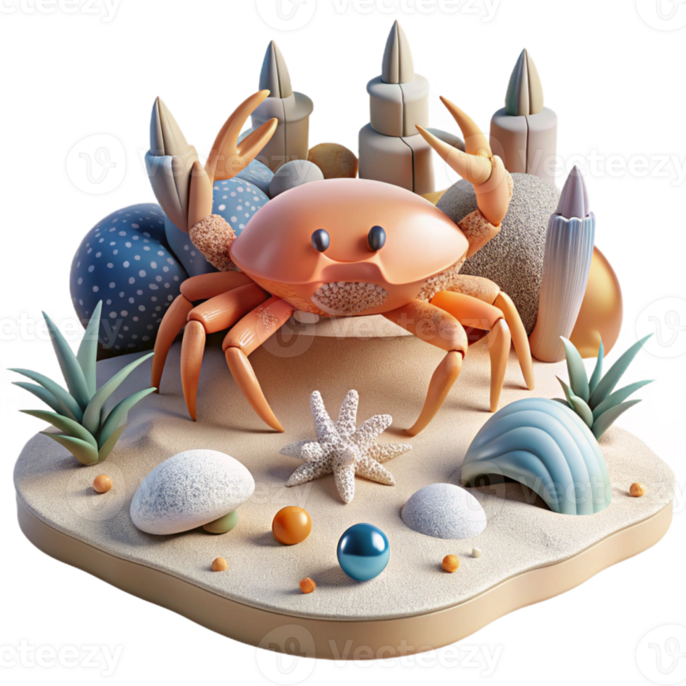 dramatic artistic Crab on Beach Coastal Wildlife Transparent Background png