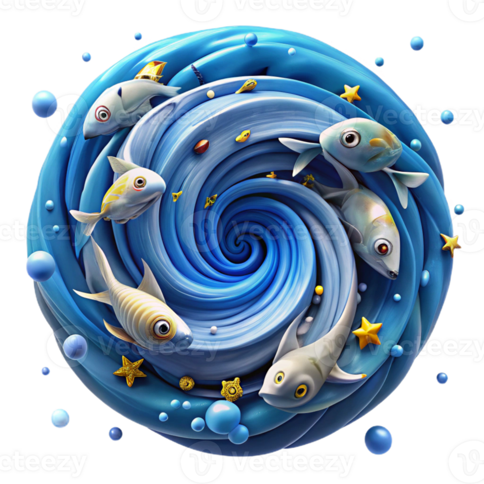 extraordinary modern Fish School Migration Swirling Pattern Isolated Blue Water Background high resolution png