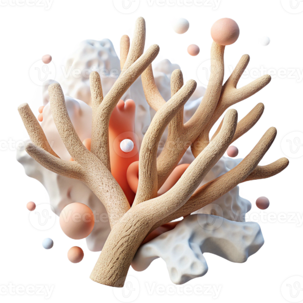 extraordinary rustic Dried Coral Branch Cutout with Bleached White original png