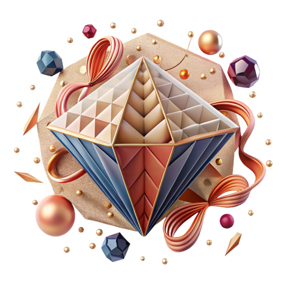 serene rustic Geometric Diamond Pattern Cutout Transparent Background detailed png