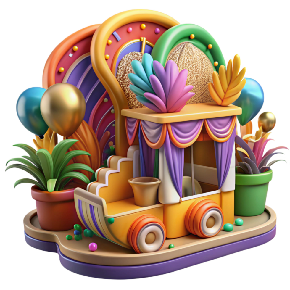 impressive classic Brazilian Carnival Parade Float Isolated Colorful Design high quality png