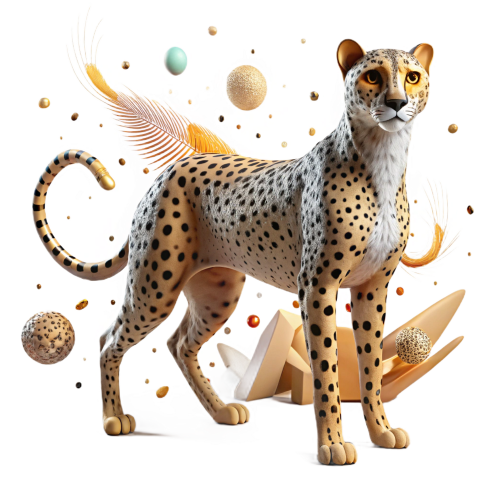dramatic traditional Ai Monitoring Cheetah Isolated premium png
