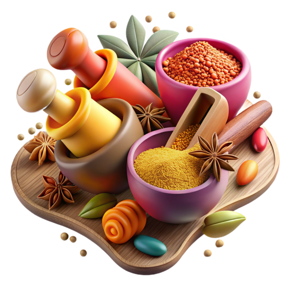 stunning abstract Assortment of Spices Cutout Vibrant Colors high quality png