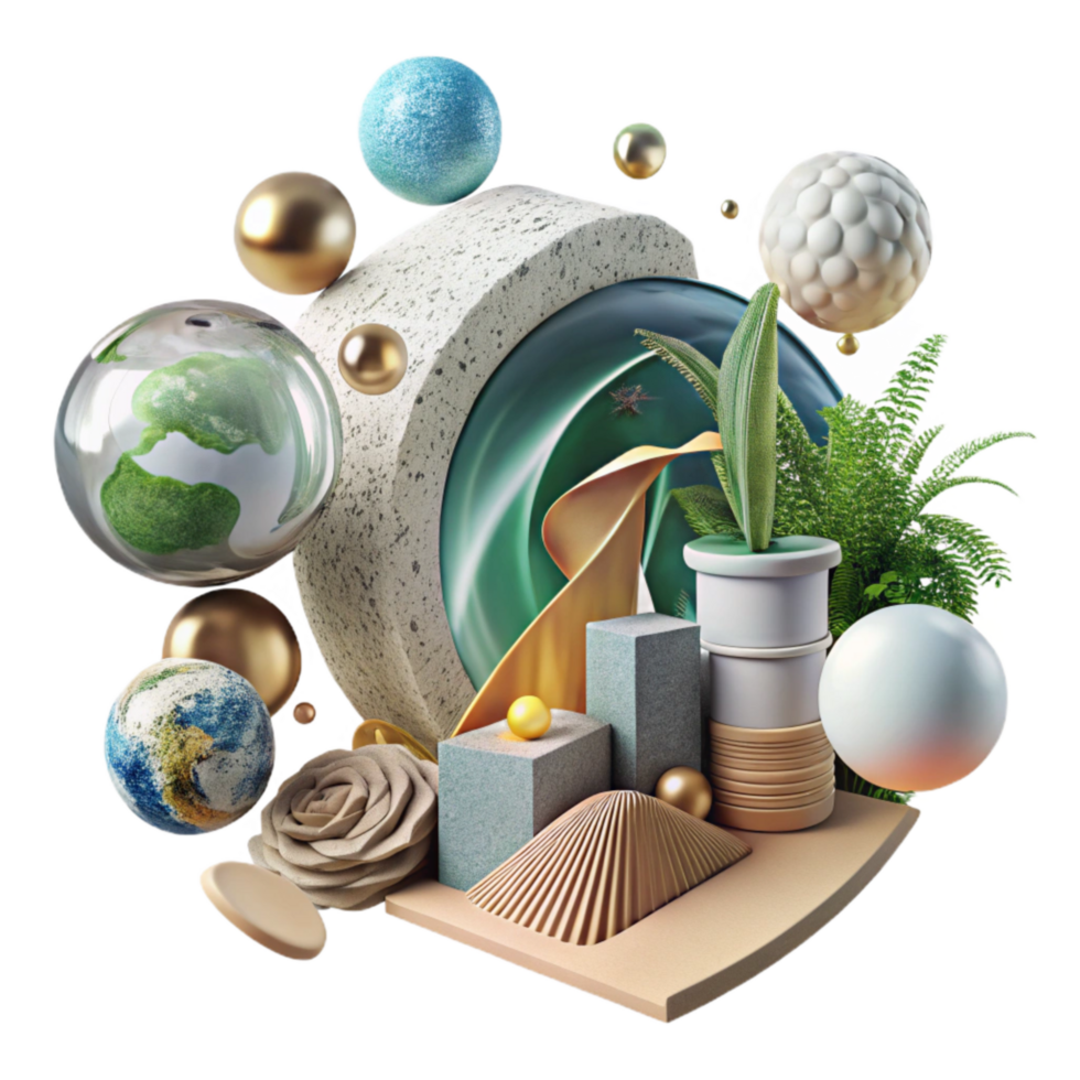 serene contemporary Eco Conscious Lifestyle Choices Collage Transparent Background premium png