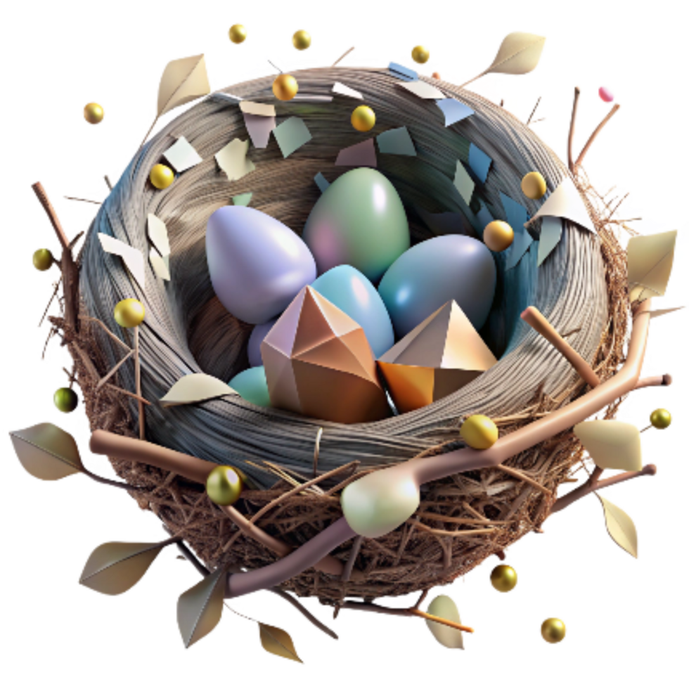 wonderful rustic Bird Nest in Tree Close Up Cutout authentic png