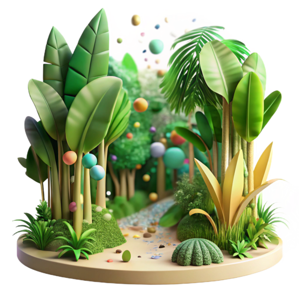 beautiful minimalist Blurred Tropical Forest Cutout with Lush Greenery exclusive png