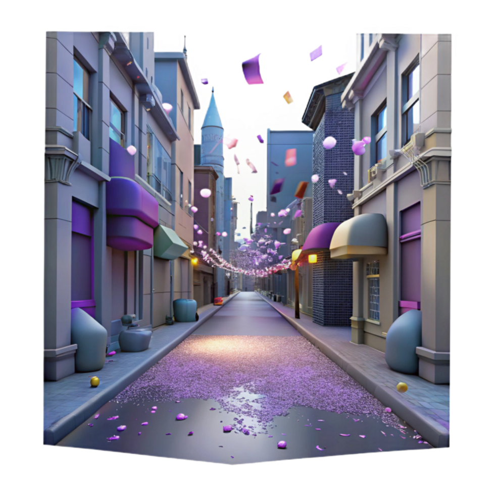 beautiful creative Empty City Street at Night Isolated Element high quality png