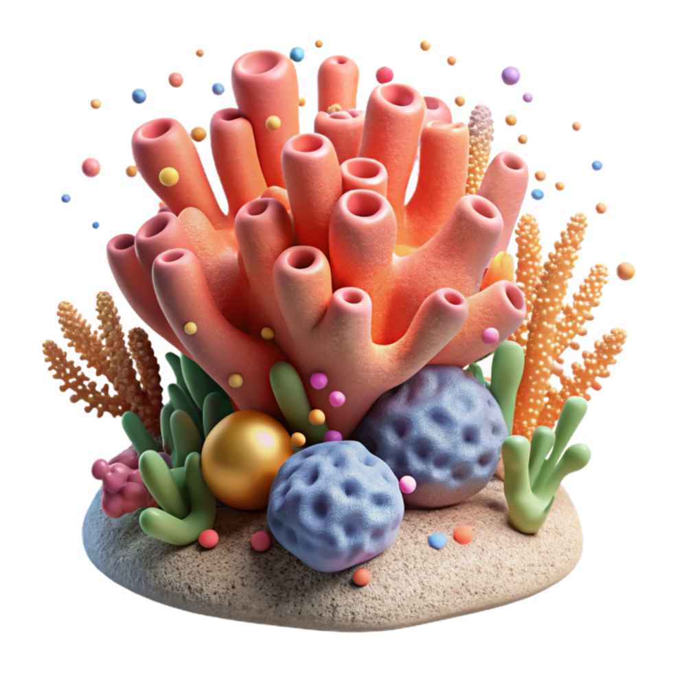 beautiful classic Dying Coral Reef From Pollution Side View Isolated exclusive png