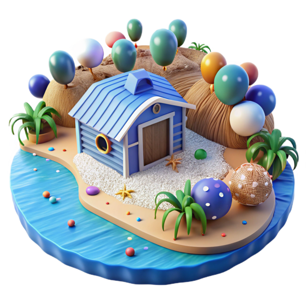 stunning classic Coastal Farm with Ocean View with Blue Color Isolated professional png