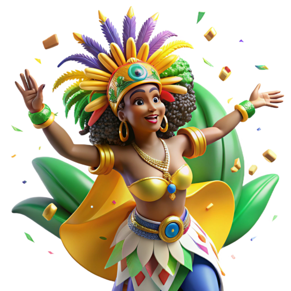 beautiful artistic Brazilian Samba Dancer Cutout Colorful Costume high resolution png
