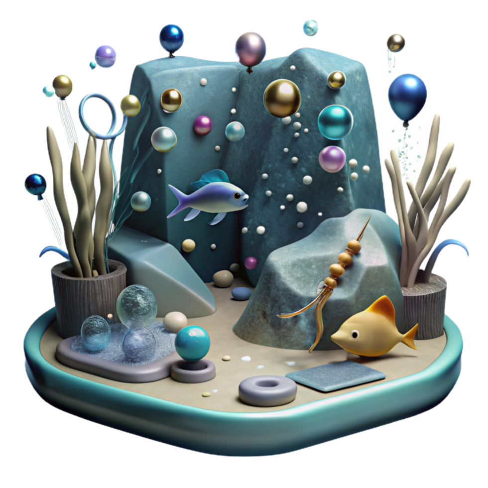 elegant abstract Dimly Lit Underwater Scene Isolated Overfishing Concept premium png