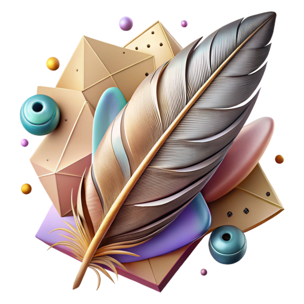 dramatic artistic Bird Feather with Realistic Shading Cutout detailed png