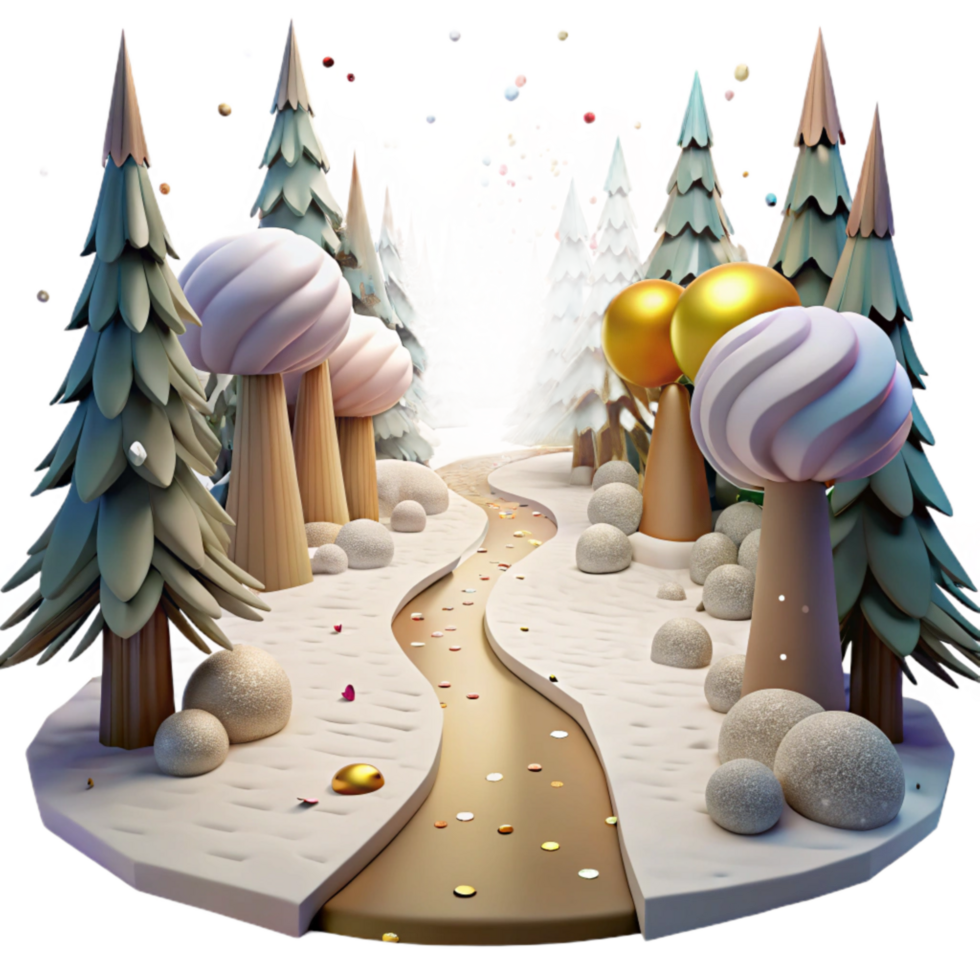 elegant modern Forest Path in Snow Transparent Background genuine png