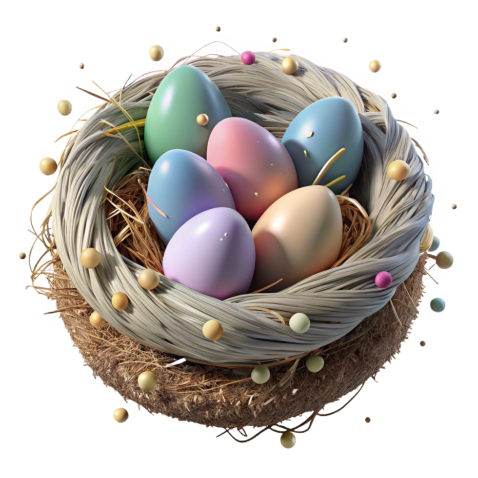 vibrant artistic Bird Nest Eggs Inside Transparent Background png