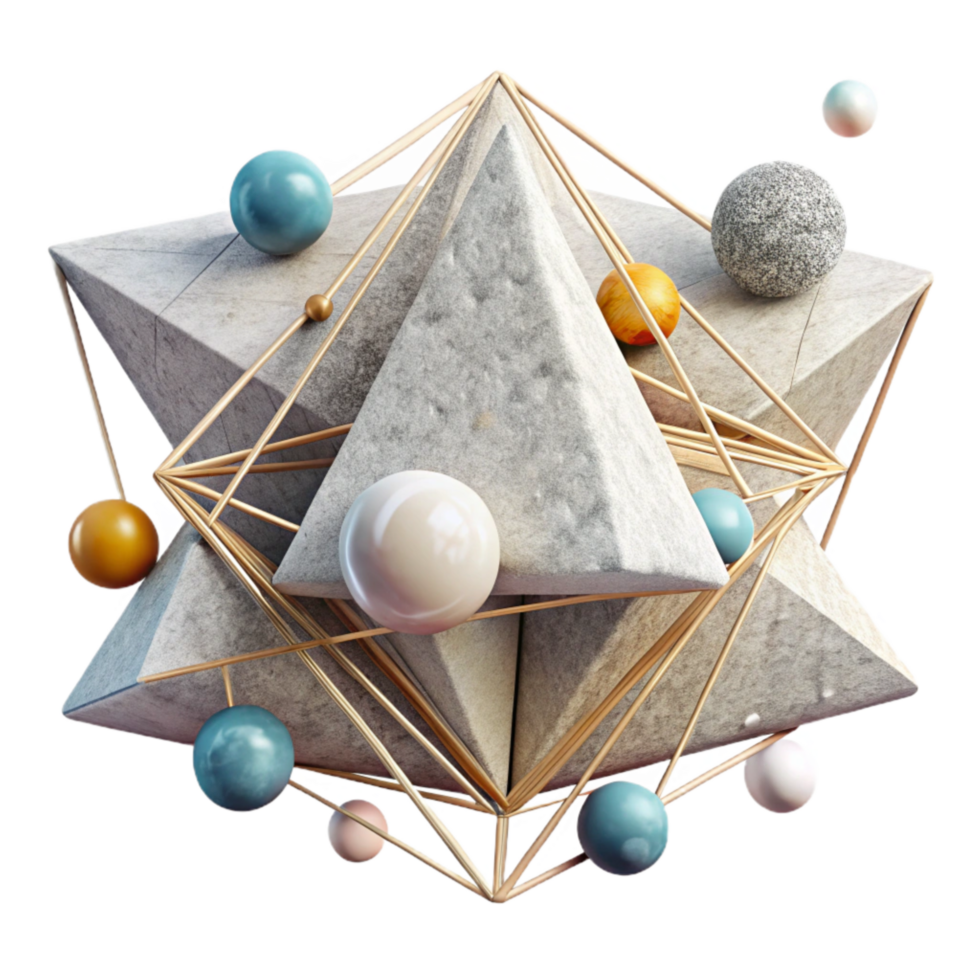 vibrant minimalist Connected Triangles Network Collaboration Isolated Element professional png
