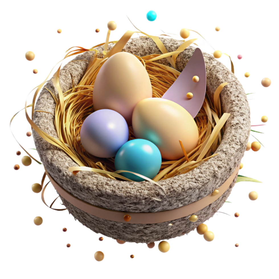 serene modern Bird Nest with Eggs Isolated on Transparent Background high resolution png