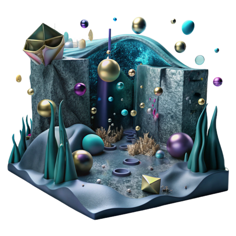 beautiful minimalist Dark and Murky Underwater Scene Transparent Background high quality png