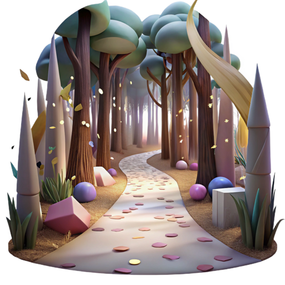 stunning abstract Forest Path at Dawn Transparent Background detailed png